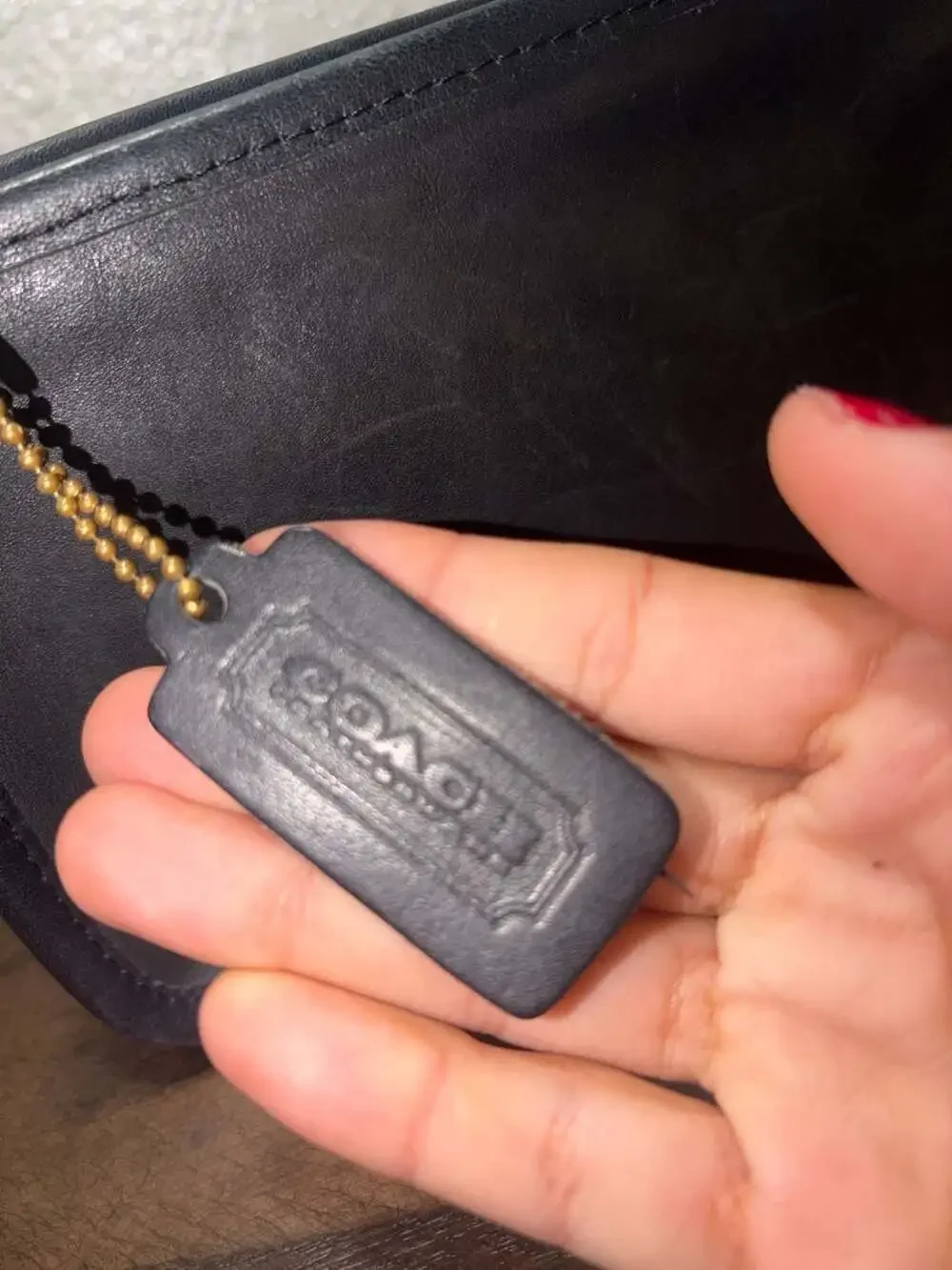 Vintage Coach Black Leather Cosmetic Case Clutch Pouch